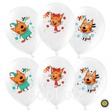 Шар (12''/30 см) Три Кота, Белый (200), пастель, 1 ст, 25 шт.