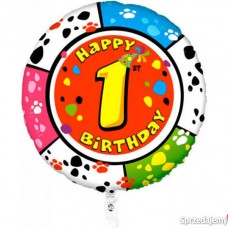 Шар (18''/46 см) Круг, 1 Цифра, Happy Birthday, 1 шт.