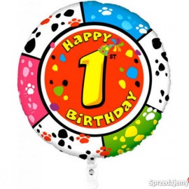 Шар (18''/46 см) Круг, 1 Цифра, Happy Birthday, 1 шт.