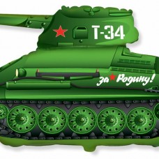 Шар (31''/79 см) Фигура, Танк Т-34, Зеленый, 1 шт.