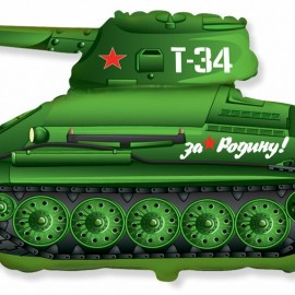 Шар (31''/79 см) Фигура, Танк Т-34, Зеленый, 1 шт.