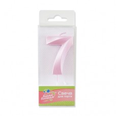 Свеча Цифра, 7 Грани, Розовый, Перламутр, 4,2*6 см, 1 шт. с держат. 