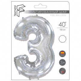 И 40 Цифра "3" серебро в упаковке / Three / 1 шт . 