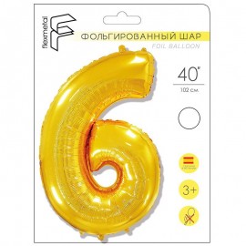 И 40 Цифра "6" золото в упаковке / Six / 1 шт . 