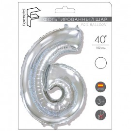 И 40 Цифра "6" серебро в упаковке / Six / 1 шт. 