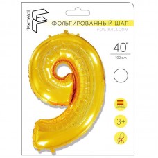 И 40 Цифра "9" золото в упаковке / Nine / 1 шт. 