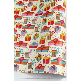 Упаковочная бумага (0,7*1 м) Подарки Сюрпризы, 1 шт. 