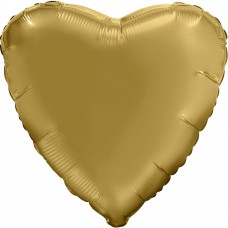 Шар (19''/48 см) Сердце, Золото, Сатин, 1 шт. 