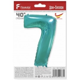 Шар (40''/102 см) Цифра, 7, Тиффани, 1 шт. в упак. 