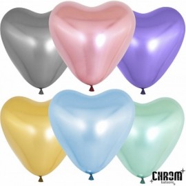 Сердце (12''/30 см) Ассорти, хром, 50 шт. 