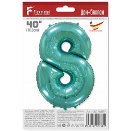 Шар (40''/102 см) Цифра, 8, Тиффани, 1 шт. в упак. 