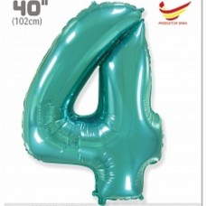 Шар (40''/102 см) Цифра, 4, Тиффани, 1 шт. в упак. 