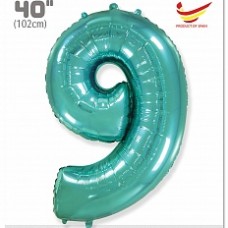 Шар (40''/102 см) Цифра, 9, Тиффани, 1 шт. в упак. 