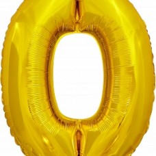 Шар (34''/86 см) Цифра, 0 ЭКО, Золото, 1 шт. в упак. 