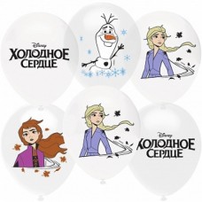 Шар (12''/30 см) Холодное сердце, Белый (200)/Прозрачный (600), кристалл, 1 ст, 25 шт. 