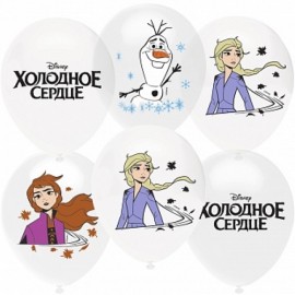 Шар (12''/30 см) Холодное сердце, Белый (200)/Прозрачный (600), кристалл, 1 ст, 25 шт. 