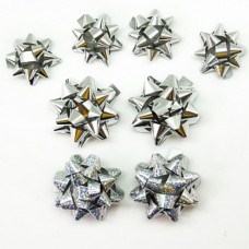 Бант Звезда, Серебряный микс, Голография, 7 см, 1 шт. 