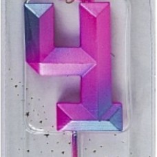 Свеча Цифра, 4 Пурпурные грани, 4,3 см,1 шт. 