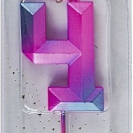 Свеча Цифра, 4 Пурпурные грани, 4,3 см,1 шт. 