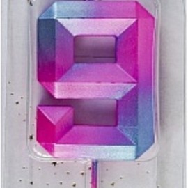 Свеча Цифра, 9 Пурпурные грани, 4,3 см,1 шт. 