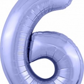 Шар (40''/102 см) Цифра, 6 Slim, Сиреневый, 1 шт. в упак. 