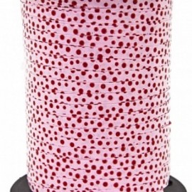 Лента (0,5 см*500 м) Красные точки, Розовый, 1 шт. 