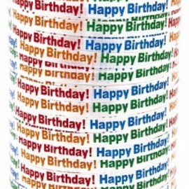 Лента (0,5 см*250 м) Happy Birthday, 1 шт. 