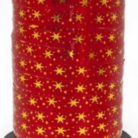 Лента (1 см*91,44 м) Золотые искры, Красный, Металлик, 1 шт. 