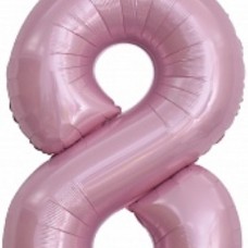 Шар (40''/102 см) Цифра, 8 Золотая корона, Розовый, 1 шт. в упак. 