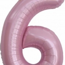Шар (40''/102 см) Цифра, 6 Золотая корона, Розовый, 1 шт. в упак. 