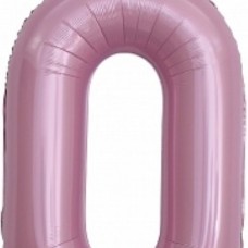 Шар (40''/102 см) Цифра, 0 Золотая корона, Розовый, 1 шт. в упак. 