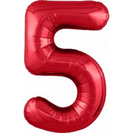 Шар (40''/102 см) Цифра, 5 Slim, Красный, 1 шт. в упак. 