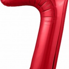 Шар (40''/102 см) Цифра, 7 Slim, Красный, 1 шт. в упак. 