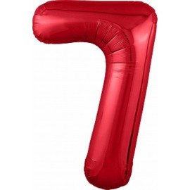 Шар (40''/102 см) Цифра, 7 Slim, Красный, 1 шт. в упак. 