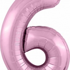 Шар (40''/102 см) Цифра, 6 Slim, Фламинго, 1 шт. в упак. 