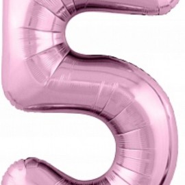 Шар (40''/102 см) Цифра, 5 Slim, Фламинго, 1 шт. в упак. 