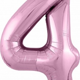 Шар (40''/102 см) Цифра, 4 Slim, Фламинго, 1 шт. в упак. 