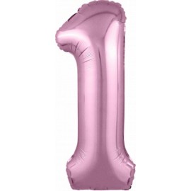 Шар (40''/102 см) Цифра, 1 Slim, Фламинго, 1 шт. в упак. 