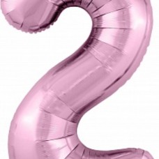 Шар (40''/102 см) Цифра, 2 Slim, Фламинго, 1 шт. в упак. 