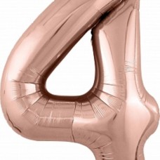 Шар (40''/102 см) Цифра, 4 Slim, Розовое Золото, 1 шт. в упак. 