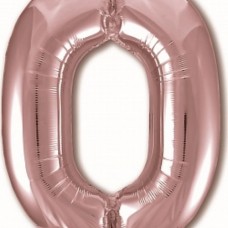 Шар (40''/102 см) Цифра, 0 Slim, Розовое Золото, 1 шт. в упак. 