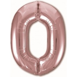 Шар (40''/102 см) Цифра, 0 Slim, Розовое Золото, 1 шт. в упак. 