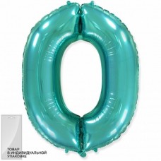 Шар (32''/81 см) Цифра, 0, Тиффани, 1 шт. в упак. 