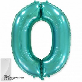 Шар (32''/81 см) Цифра, 0, Тиффани, 1 шт. в упак. 