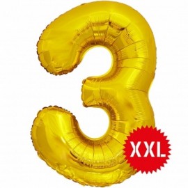 Шар (50''/127 см) Цифра, 3 Гигант, Золото, 1 шт. в упак. 