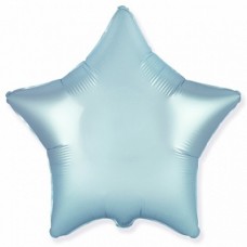 Шар (18''/46 см) Звезда, Голубой, Сатин, 1 шт. 