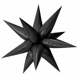 Шар 3D (26''/66 см) Звезда, Составная, Черный, 1 шт. в упак. 