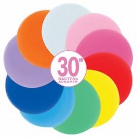 Шар (30''/76 см) Ассорти, пастель, 20 шт. 