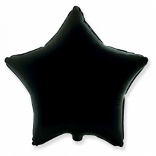 Шар (18''/46 см) Звезда, Черный, 1 шт. 