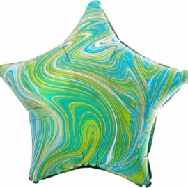 Шар (18''/46 см) Звезда, Мрамор, Золотая нить, Бирюзовый, Агат, 1 шт. 